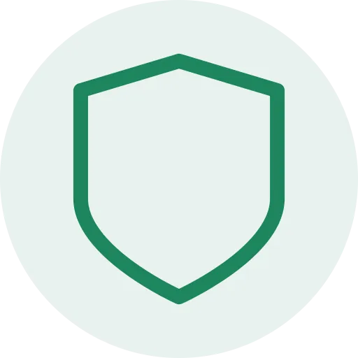 Green security shield icon on light background